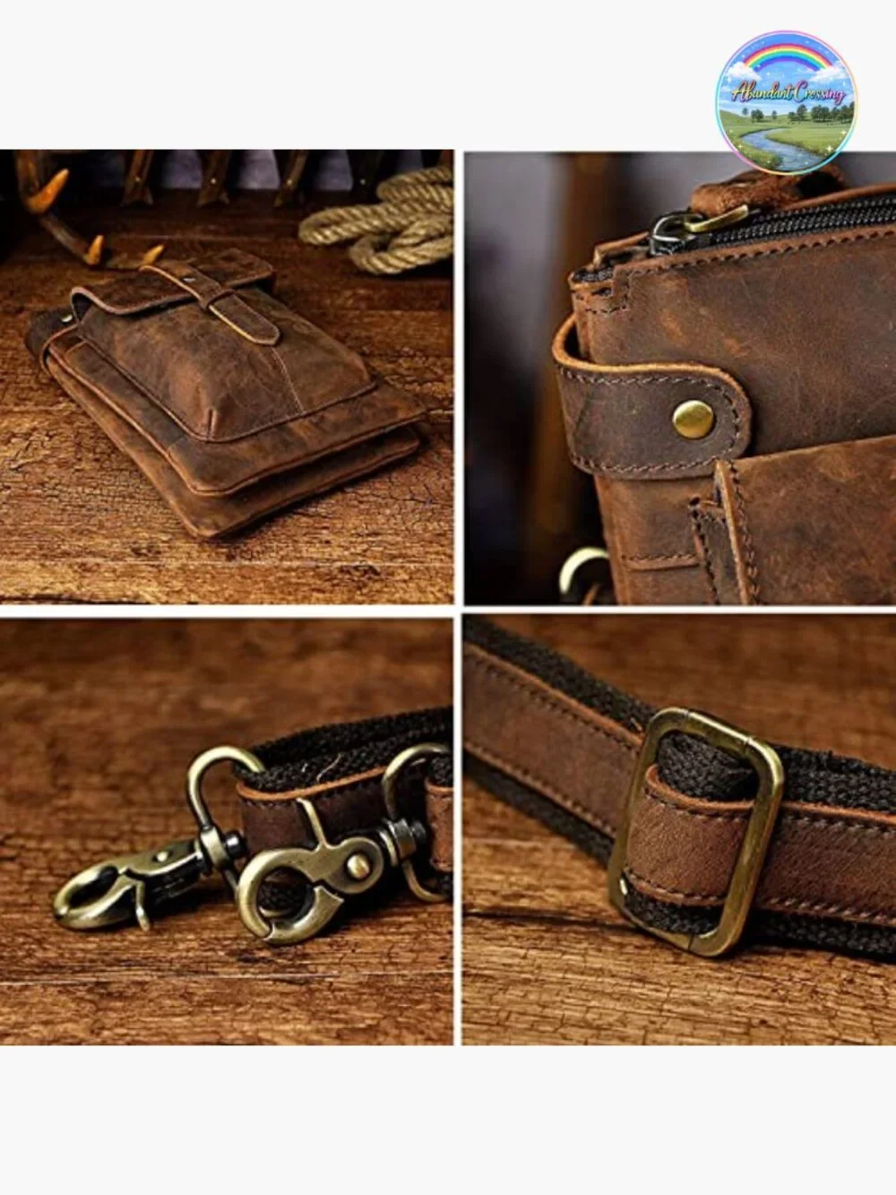 Genuine Leather Messenger Crossbody Waist Fanny Pack Bag